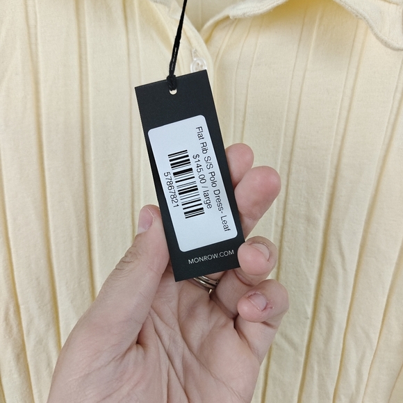 Revolve Monrow NWT Flat Rib Polo Midi Dress In Butter Yellow Size Large Women's - Picture 5 of 15